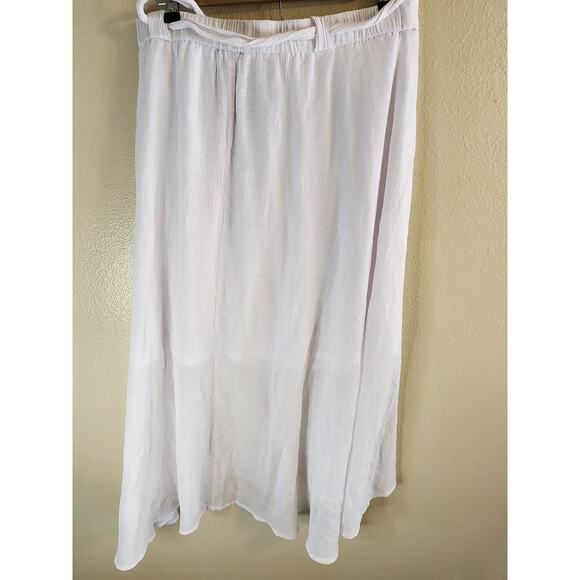 ZAC + RACHEL White High Low Button Front Elastic and Tie Waist Boho Skirt MED - Picture 2 of 6